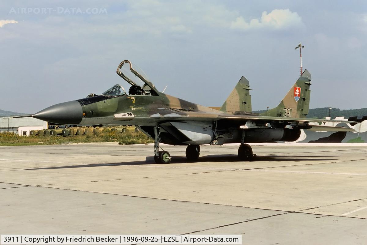 3911, Mikoyan-Gurevich MiG-29AS C/N 2960532039, flightline at Sliac AB