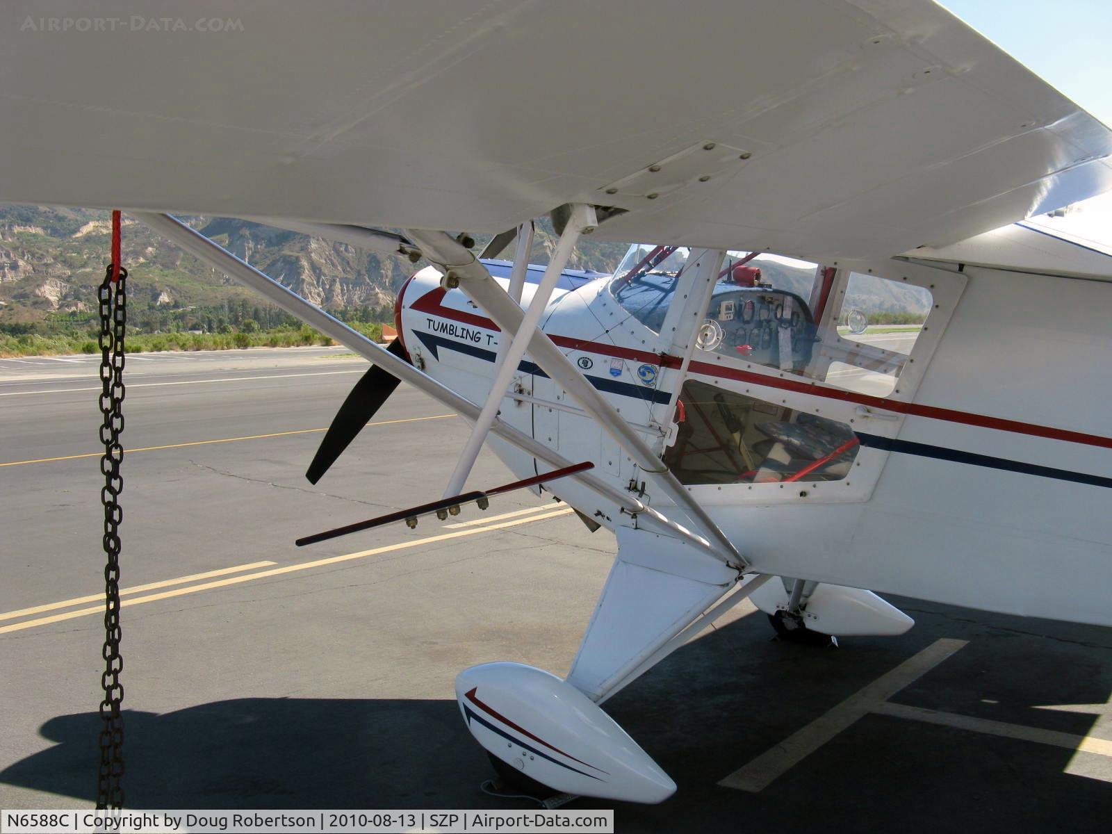 N6588C, 1992 Taylorcraft/Swick T-Clips C/N 1, 1992 McCain SWICK-CLIP-T (aerobatic-modified Taylorcraft), Lycoming O-235 120 Hp, aileron spade (big aileron-long lever advantage-big spade)