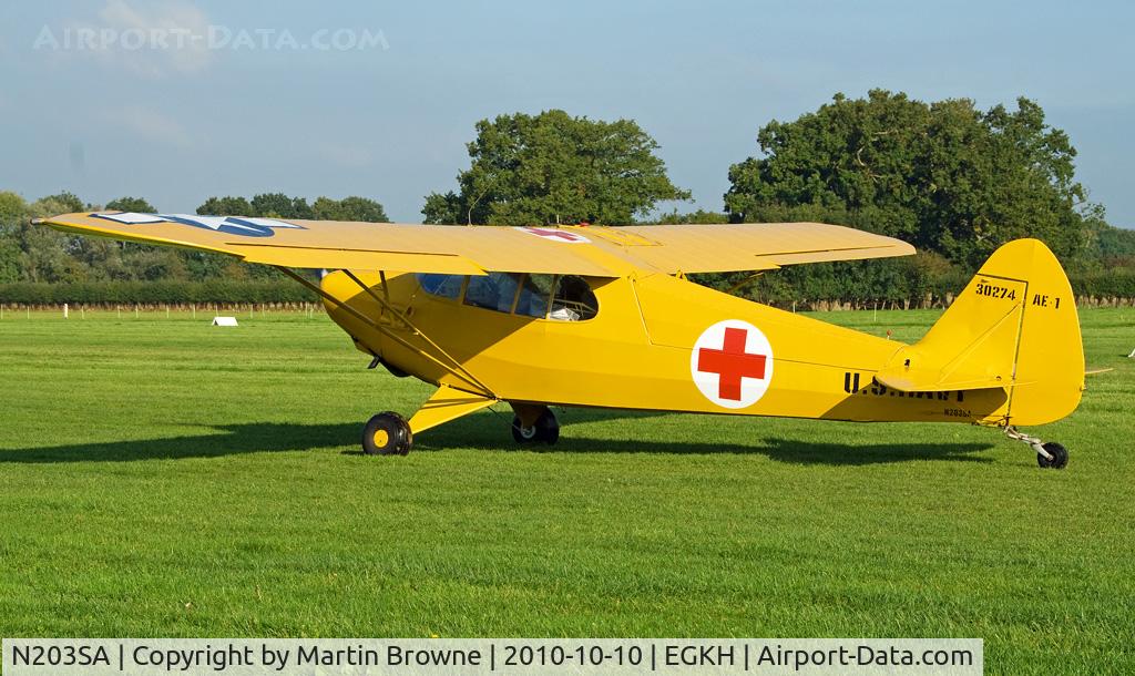 N203SA, 1943 Piper J-5C Cub Cruiser Cub Cruiser C/N 5-1477, SHOT AT HEADCORN