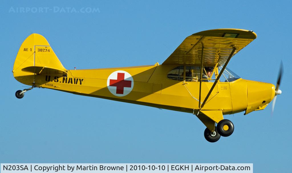 N203SA, 1943 Piper J-5C Cub Cruiser Cub Cruiser C/N 5-1477, SHOT AT HEADCORN