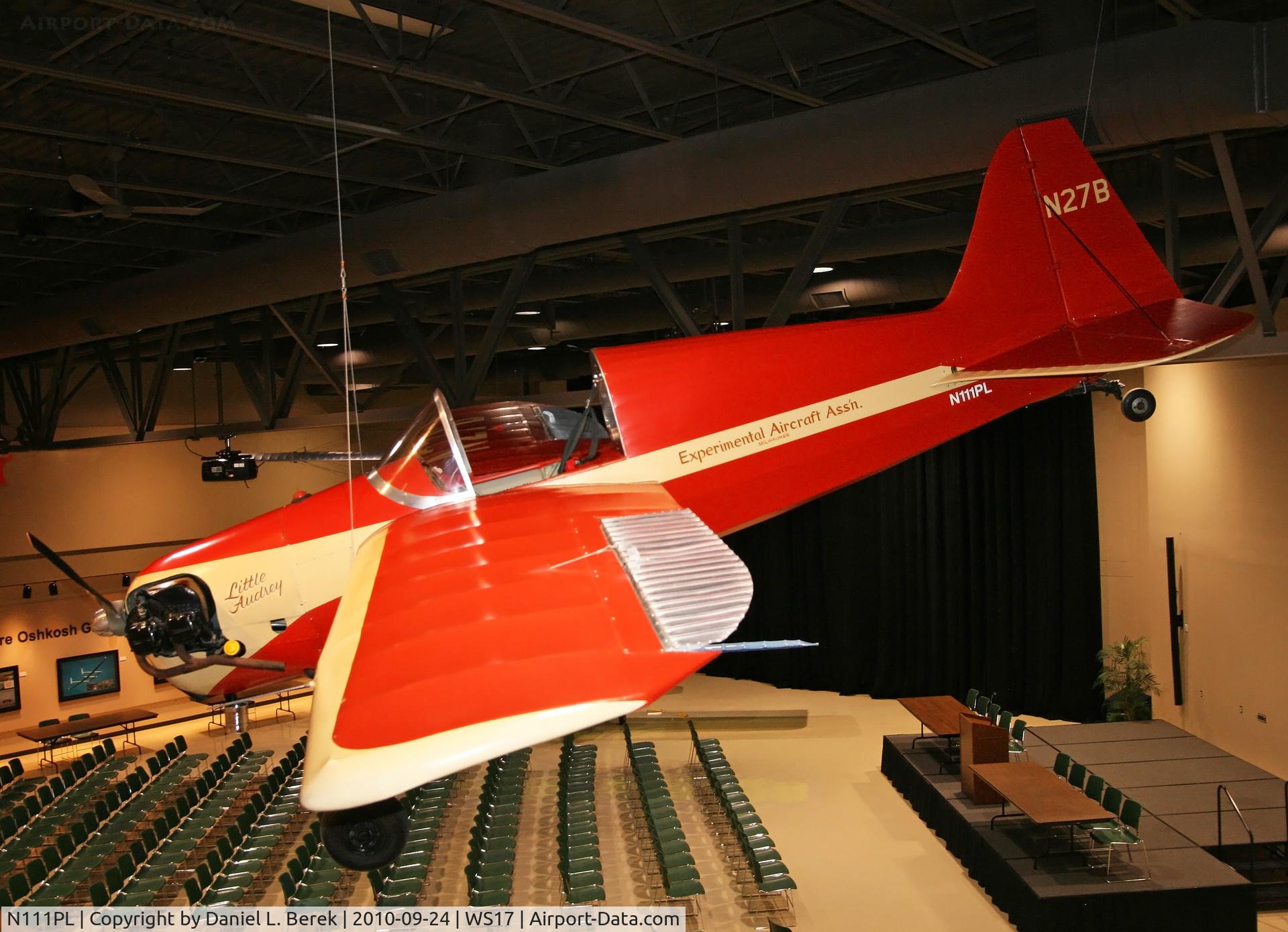 N111PL, 1953 Mace PETE MODEL III C/N 1, This 1953 Poberezny homebuilt now hangs in the main auditorium.