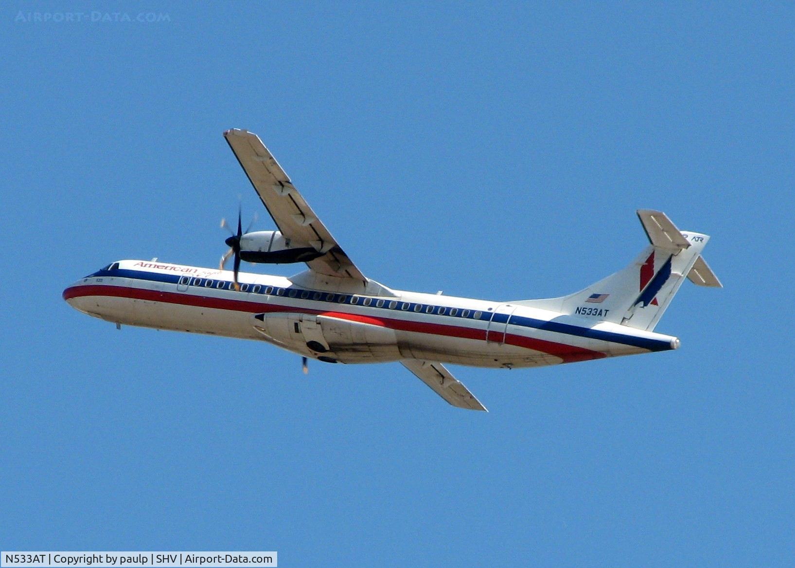 N533AT, 1997 ATR 72-212A C/N 533, Off of 32 at Shreveport Regional.