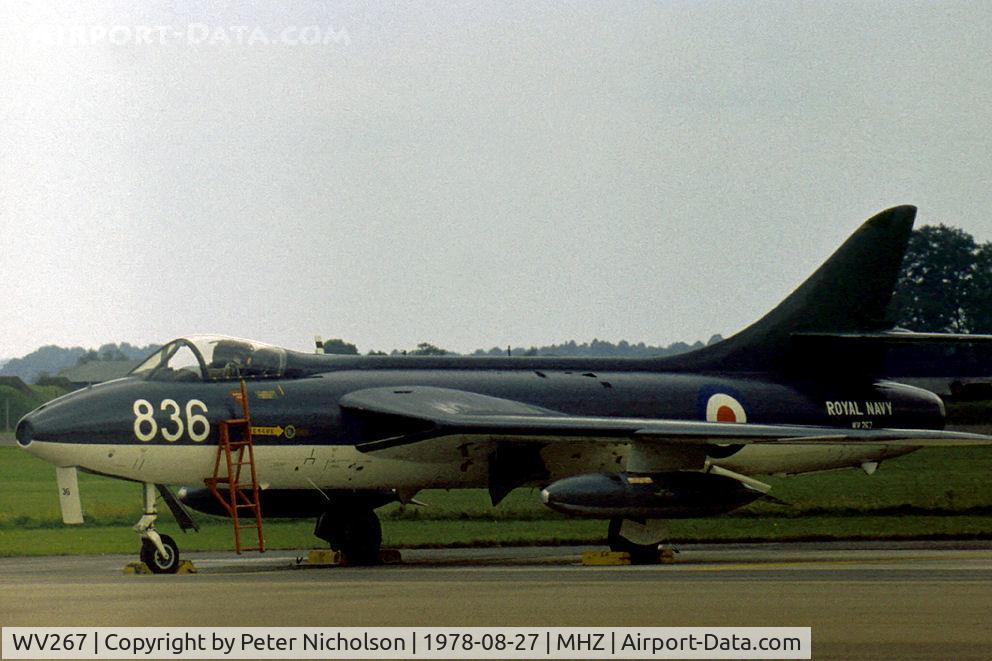 WV267, 1955 Hawker Hunter GA.11 C/N 41H-670769, Hunter GA.11 of FRADU's Blue Herons aerobatic display team at the 1978 RAF Mildenhall Air Fete.