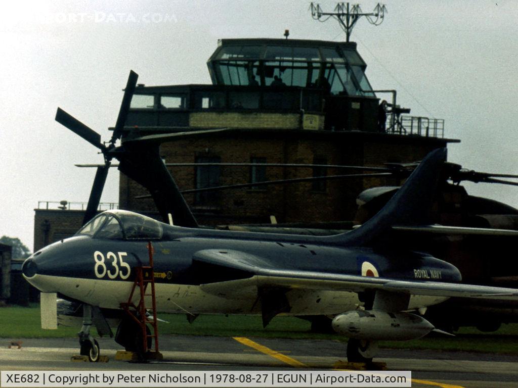 XE682, 1955 Hawker Hunter GA.11 C/N HABL-003025, Hunter GA.11 of FRADU Blue Herons aerobatic display team at the 1978 RAF Mildenhall Air Fete.