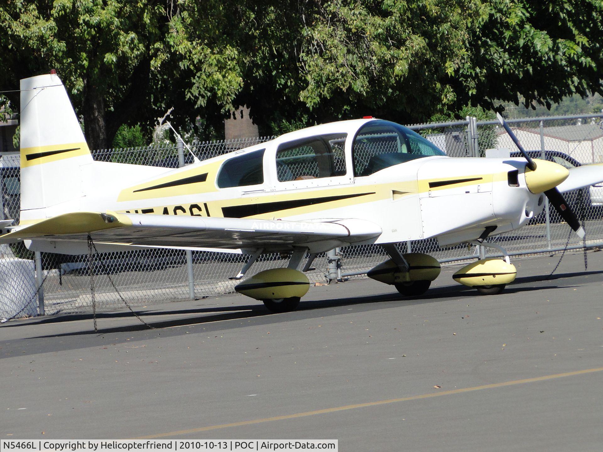 N5466L, 1973 Grumman American AA-5 Traveler C/N AA5-0366, Tied down and parked at the west fence area of transient parking