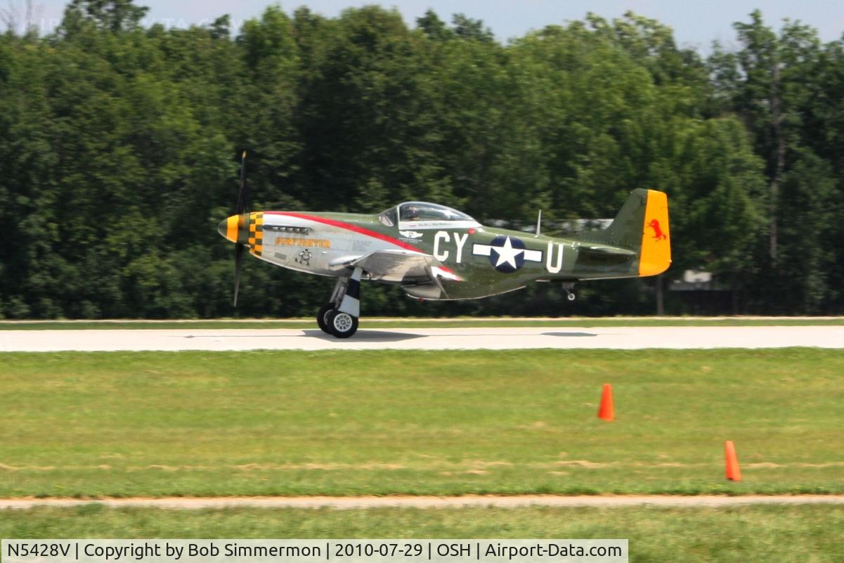 N5428V, 1944 North American P-51D Mustang C/N 122-39723, Arriving at Airventure 2010 - Oshkosh, Wisconsin