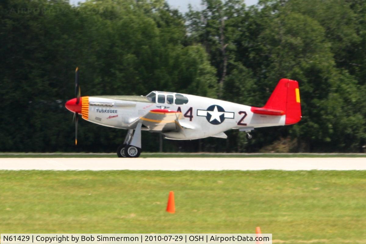 N61429, 1942 North American P-51C Mustang C/N 103-26199, Arriving at Airventure 2010 - Oshkosh, Wisconsin