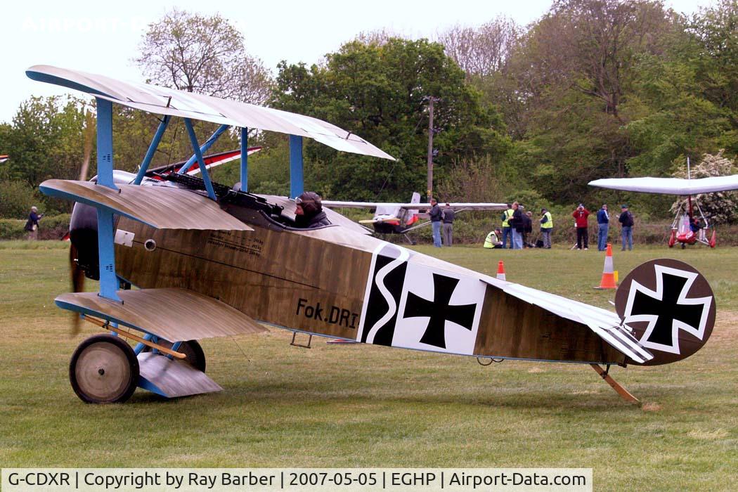 G-CDXR, 2006 Fokker Dr.1 Triplane Replica C/N PFA 238-14043, Fokker Dr.1 Triplane (Replica) [PFA 238-14043] Popham~G 05/05/2007