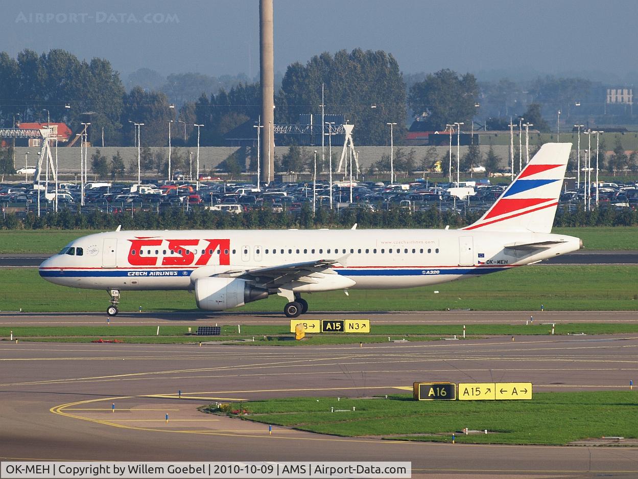 OK-MEH, 2007 Airbus A320-214 C/N 3031, Taxi to the runway 18L for take off.