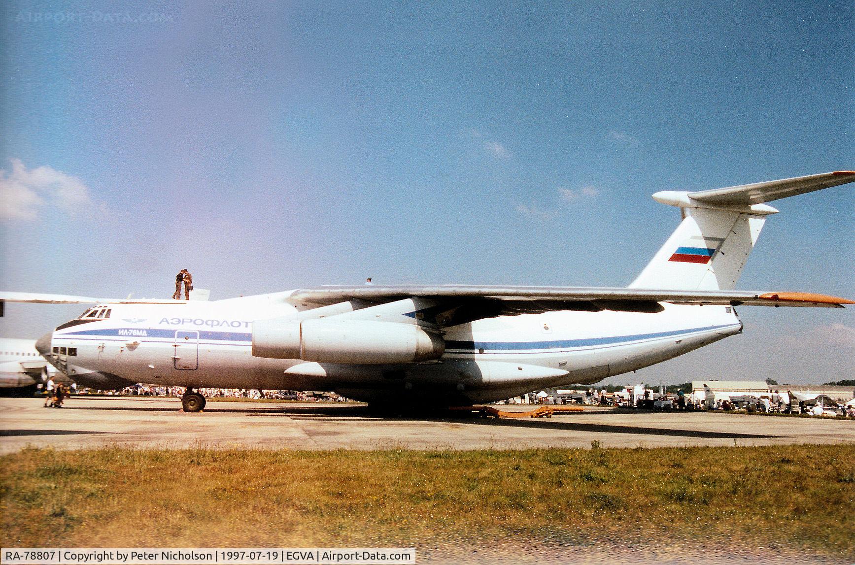 RA-78807, 1989 Ilyushin Il-76MD C/N 0093493791, Ilyushin Il-76MA Candid on display at the 1997 Intnl Air Tattoo at RAF Fairford which, whilst in Aeroflot markings, was operated by the Russian Air Force.