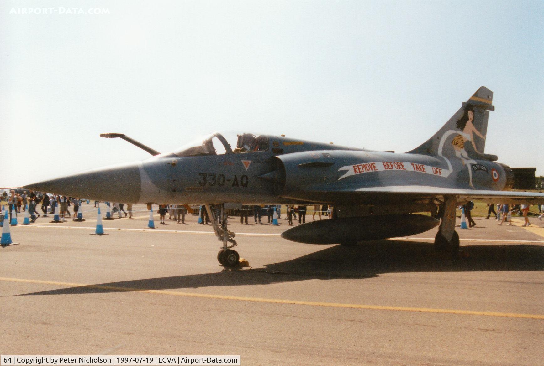 64, Dassault Mirage 2000C C/N 64, Another view of the Mirage 2000C of French Air Force unit EC 05.330 on display at the 1997 Intnl Air Tattoo at RAF Fairford.