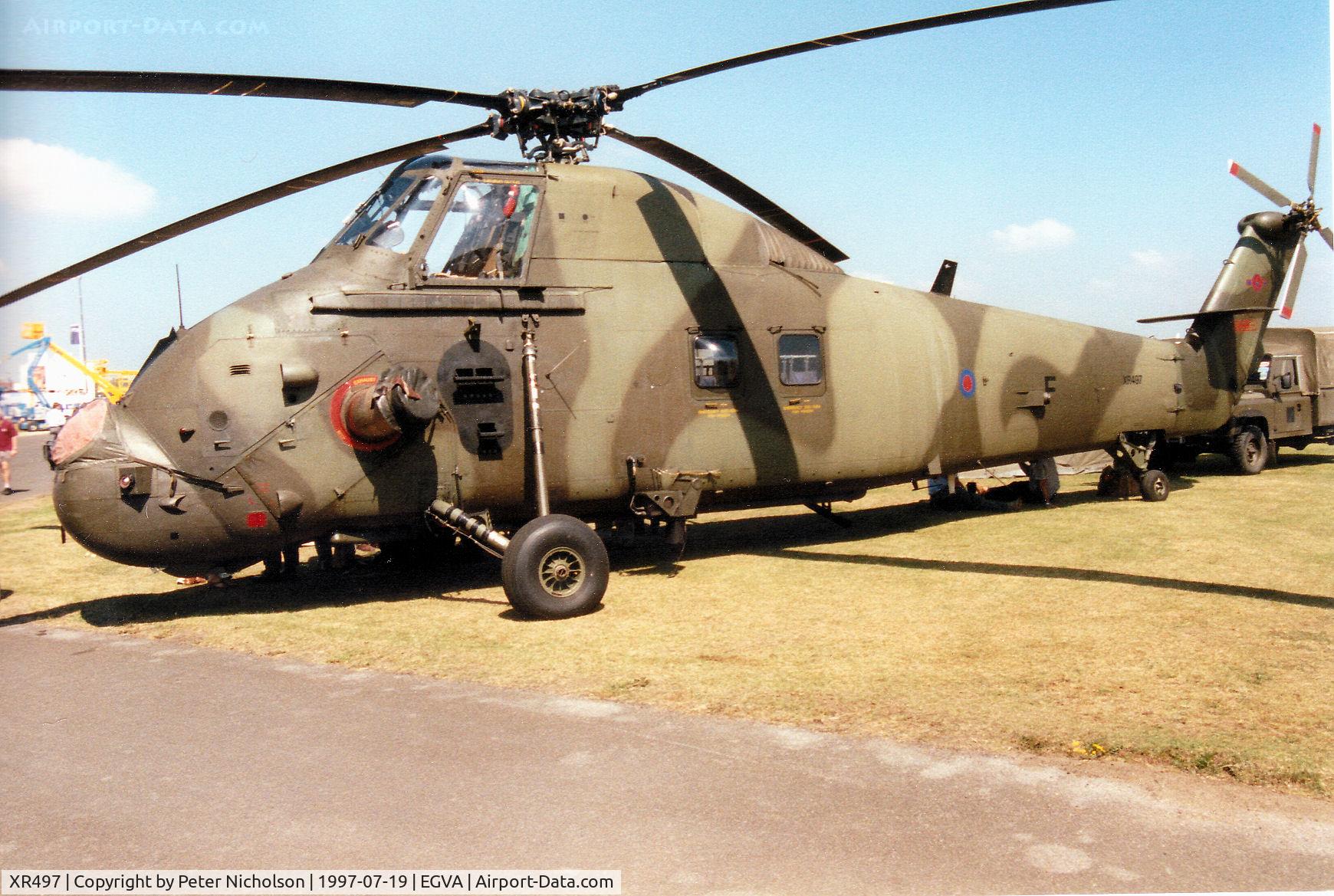 XR497, 1963 Westland Wessex HC.2 C/N WA122, As a Wessex HC.2, callsign Swallow 99, this helicopter of 72 Squadron was on display at the 1997 Intnl Air Tattoo at RAF Fairford.