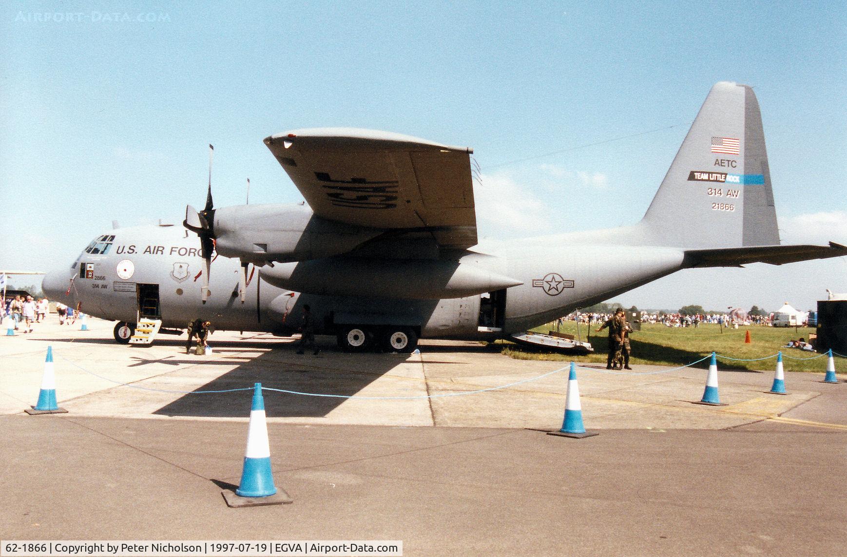 62-1866, 1962 Lockheed C-130E Hercules C/N 382-3830, Another view of the 314th Airlift Wing C-130E Hercules, callsign Wang 23, on display at the 1997 Intnl Air Tattoo at RAF Fairford.