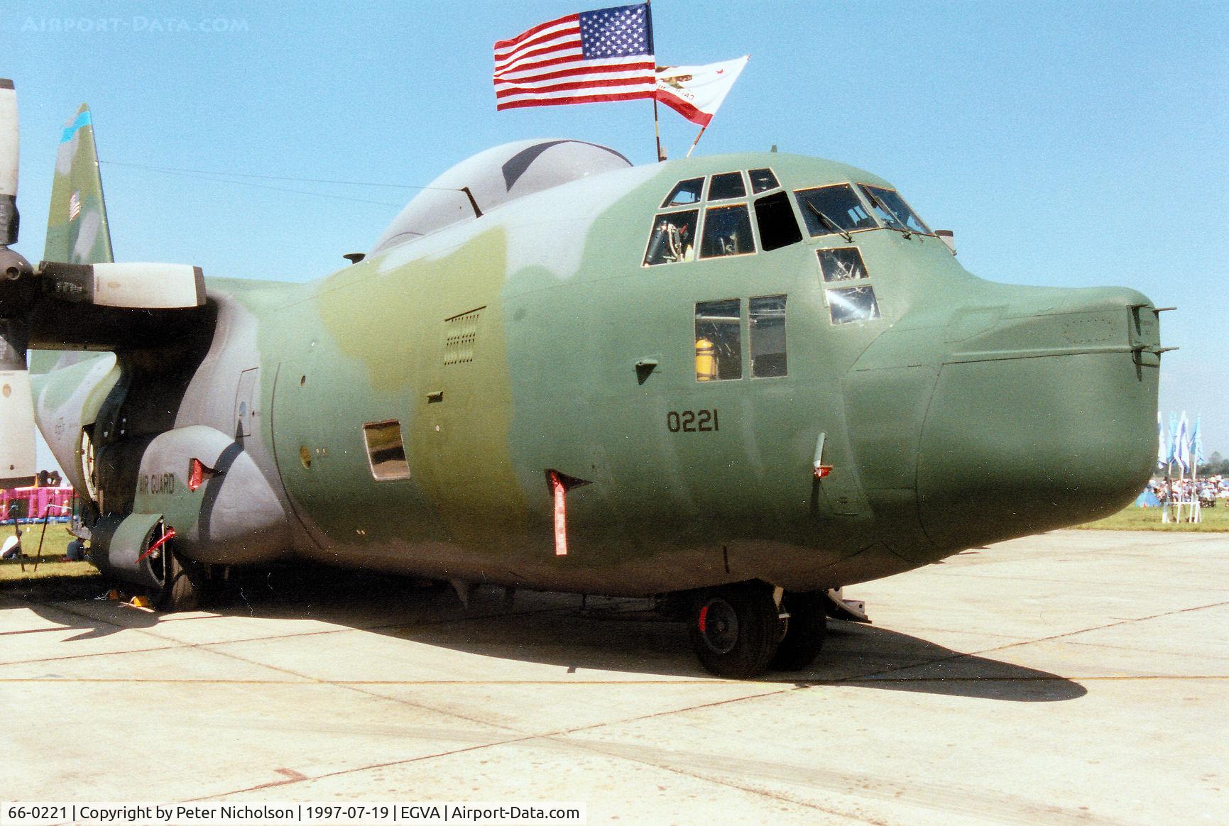 66-0221, 1966 Lockheed HC-130P Hercules C/N 382-4183, HC-130P Hercules, callsign King 61, of California Air National Guard's 129th Rescue Squadron on display at the 1997 Intnl Air Tattoo at RAF Fairford.