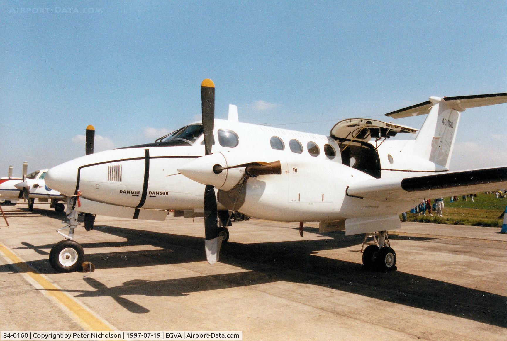 84-0160, 1984 Beech C-12U Huron C/N BL-090, C-12F Huron, callsign Clue 12, of the US Army European Command based at Stuttgart on display at the 1997 Intnl Air Tattoo at RAF Fairford.