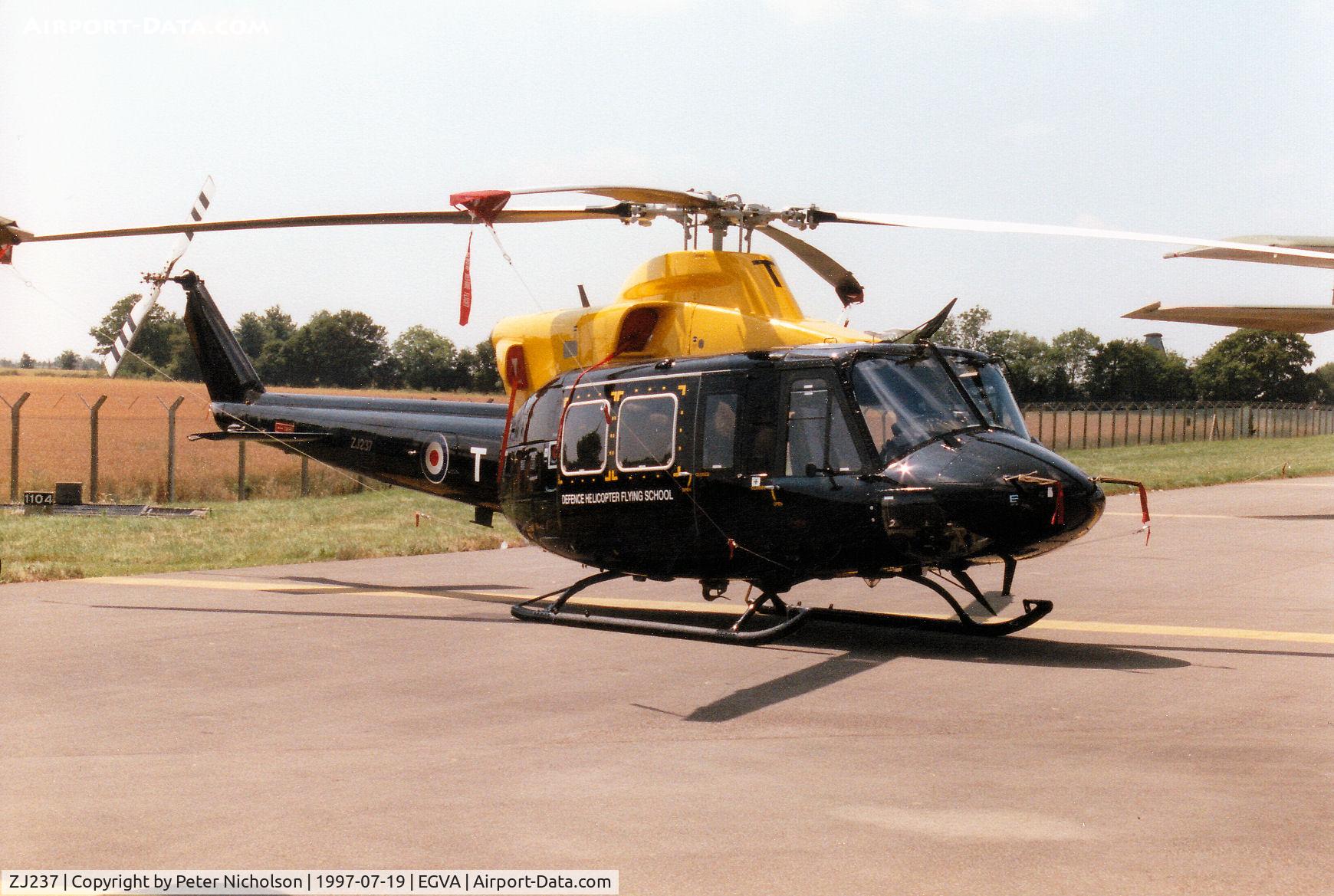 ZJ237, 1997 Bell 412EP Griffin HT1 C/N 36156, Griffin HT.1, callsign SYS 85, of 60[Reserve} Squadron Defence Helicopter Flying School at RAF Shawbury on display at the 1997 Intnl Air Tattoo at RAF Fairford.