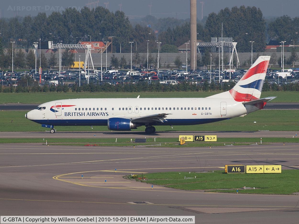 G-GBTA, 1993 Boeing 737-436 C/N 25859, Taxi to the runway 18L for take off.