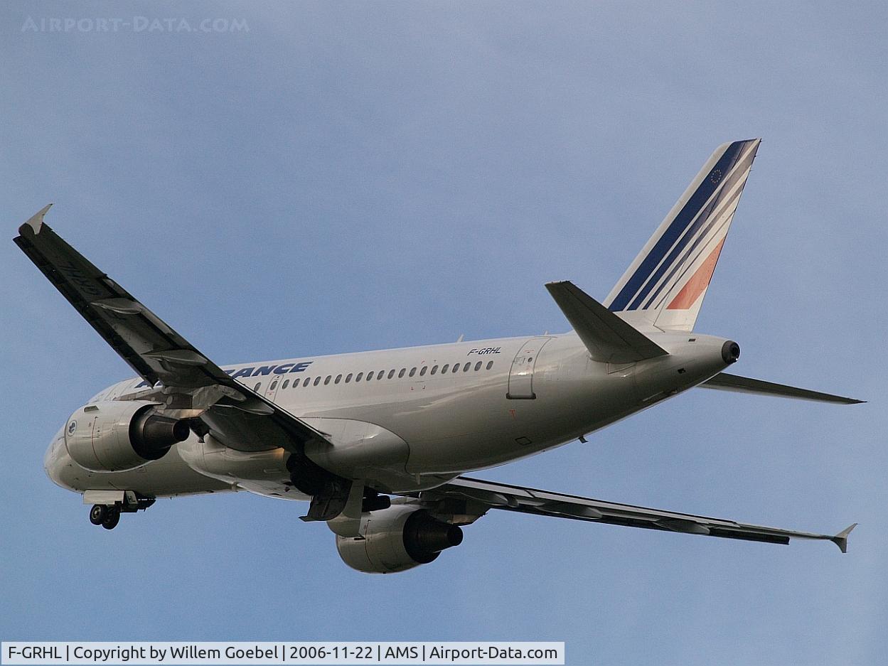 F-GRHL, 2000 Airbus A319-111 C/N 1201, Take off of Amsterdam airport on runway 24