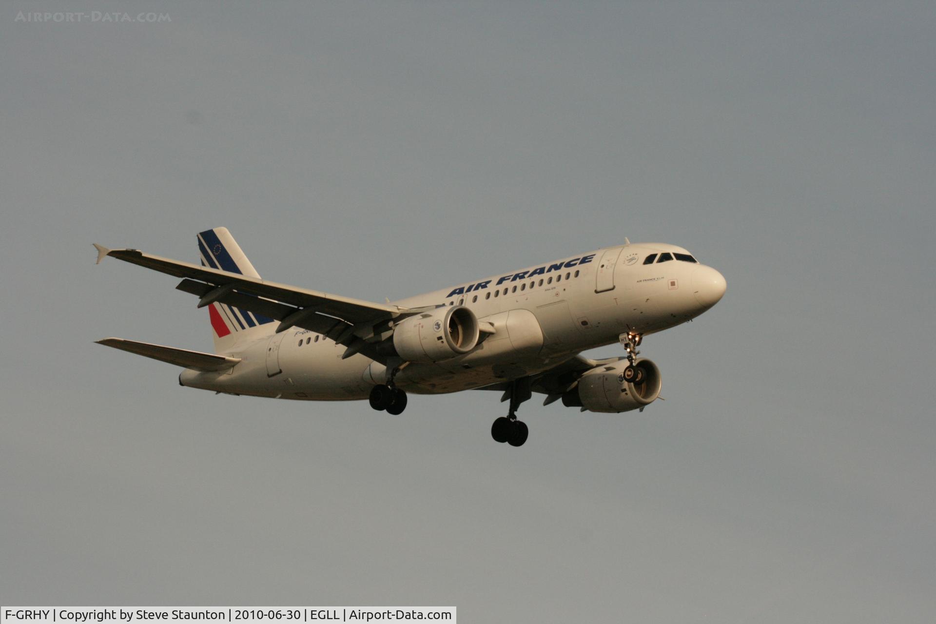 F-GRHY, 2001 Airbus A319-111 C/N 1616, Taken at Heathrow Airport, June 2010