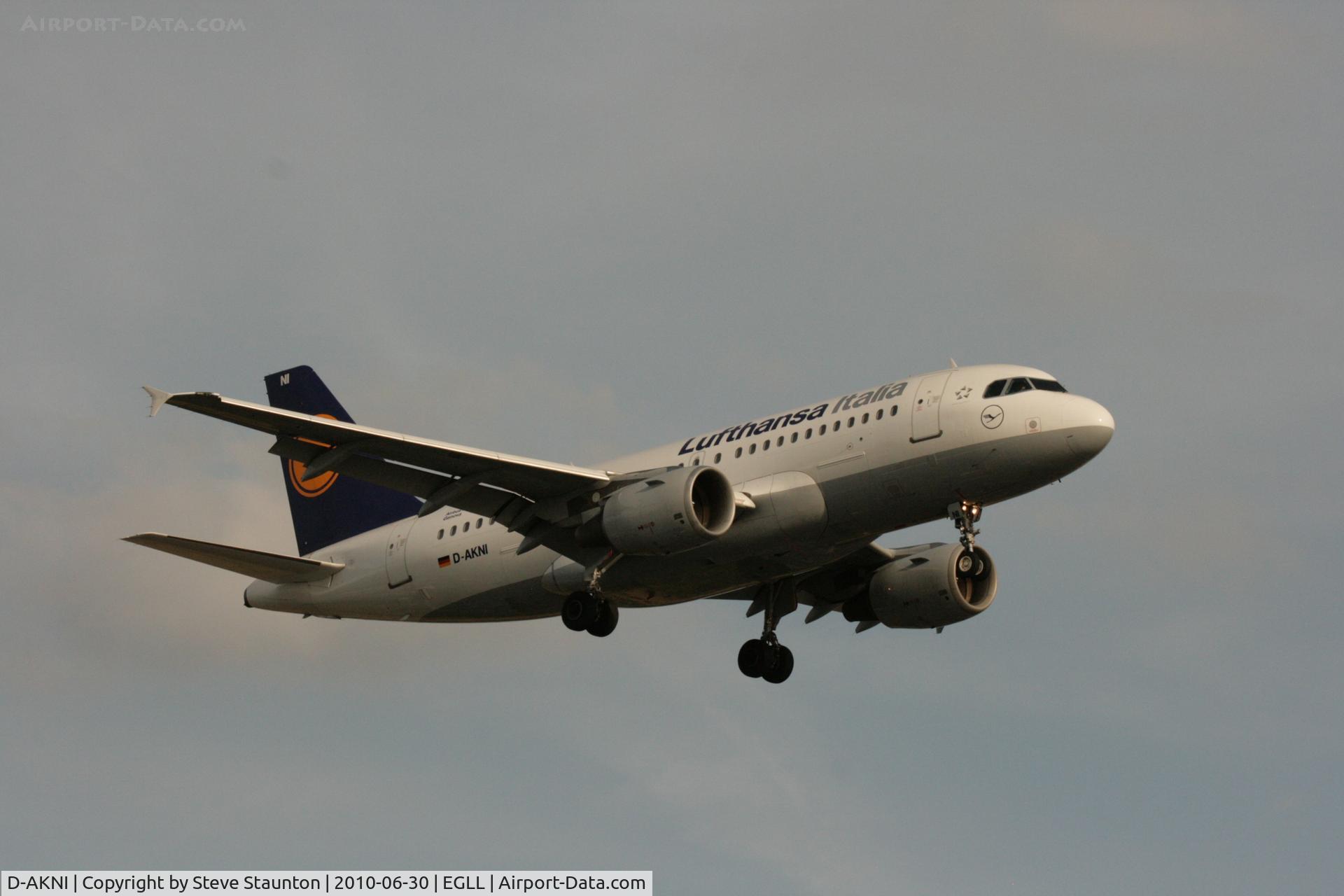 D-AKNI, 1999 Airbus A319-112 C/N 1016, Taken at Heathrow Airport, June 2010