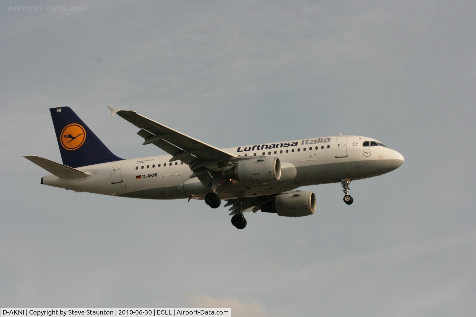 D-AKNI, 1999 Airbus A319-112 C/N 1016, Taken at Heathrow Airport, June 2010
