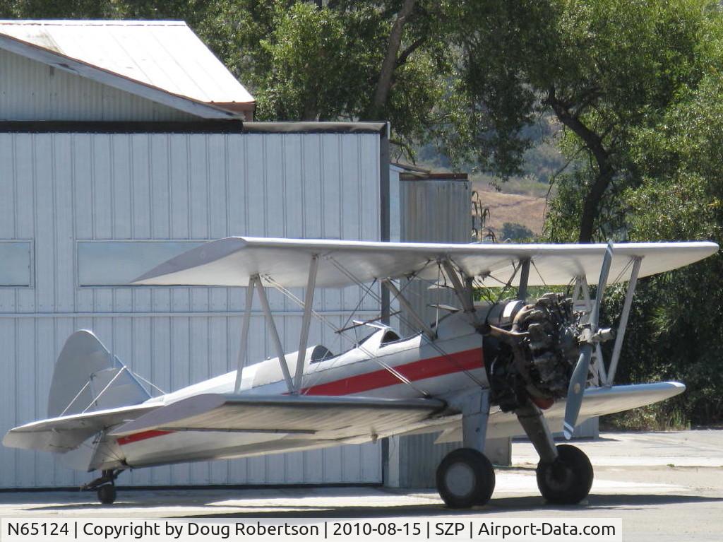 N65124, 1943 Boeing A75N1(PT17) C/N 75-1260, 1943 Boeing Stearman A75N1 'Spirit of OPEC', P&W R-985 Wasp Jr. (by Jacobs) 450 Hp upgrade, square wingtips, Experimental class, apres-smoke