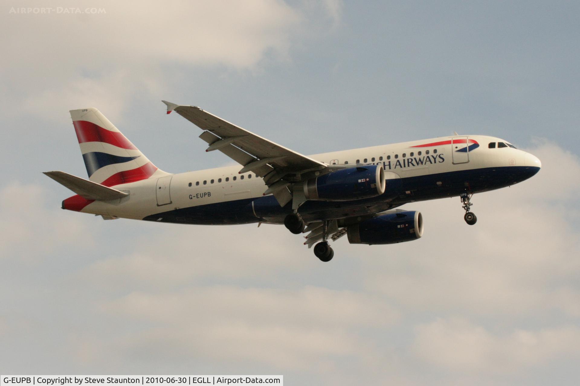 G-EUPB, 1999 Airbus A319-131 C/N 1115, Taken at Heathrow Airport, June 2010