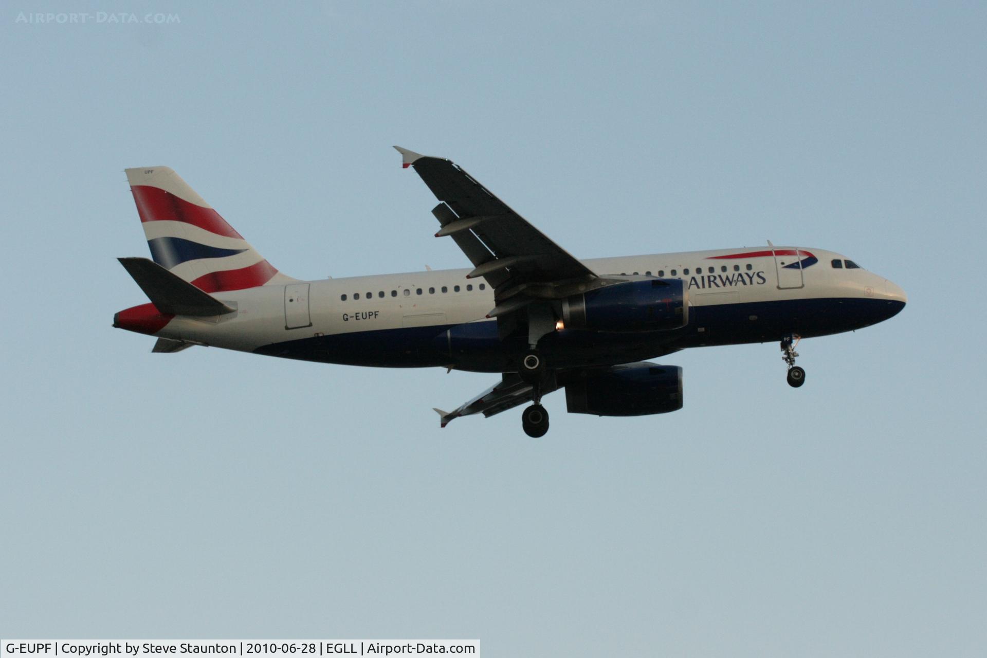 G-EUPF, 2000 Airbus A319-131 C/N 1197, Taken at Heathrow Airport, June 2010