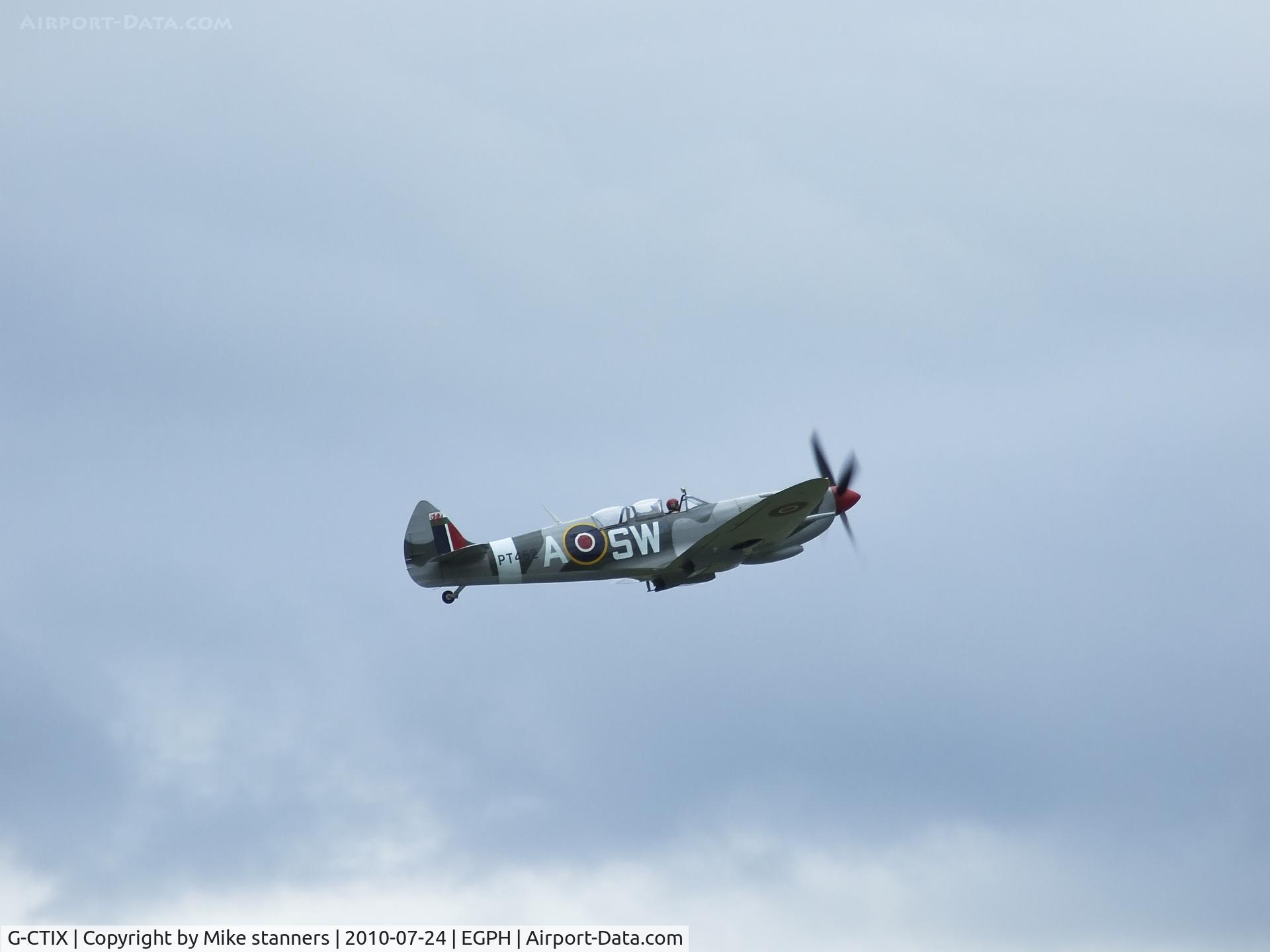 G-CTIX, 1944 Supermarine 509 Spitfire TR.IX (HF.IXe) C/N Not found G-CTIX, PT462,SW-A,in the markings of 253sqn takes off from runway 24 for its display at East Fortune airshow