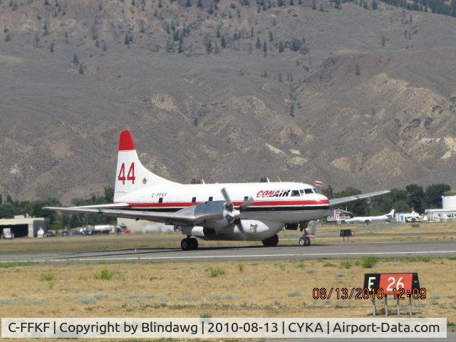 C-FFKF, 1954 Convair CV-340-31 (CV-5800 C/N 179, Conair  Convair 340  (#44) aerial tanker departing for a fire action. ( Note: tail # 48 was lost at the end of July 2010 on a fire...RIP, guys, you are missed)