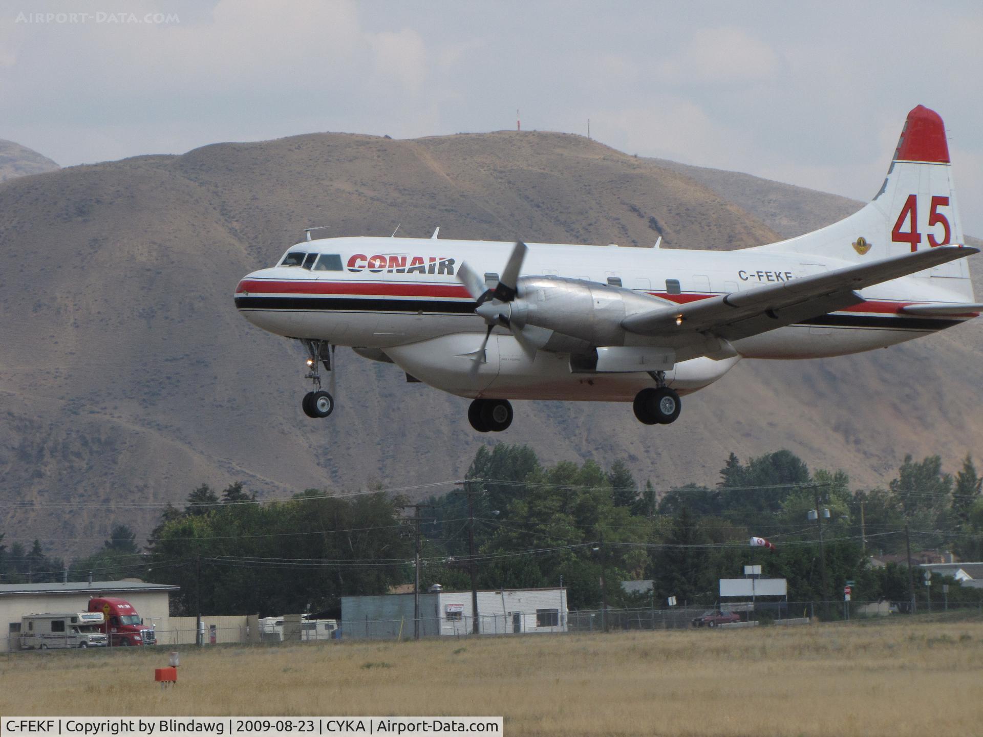 C-FEKF, 1953 Convair 340-32 C/N 80, ....#45...on very short final.