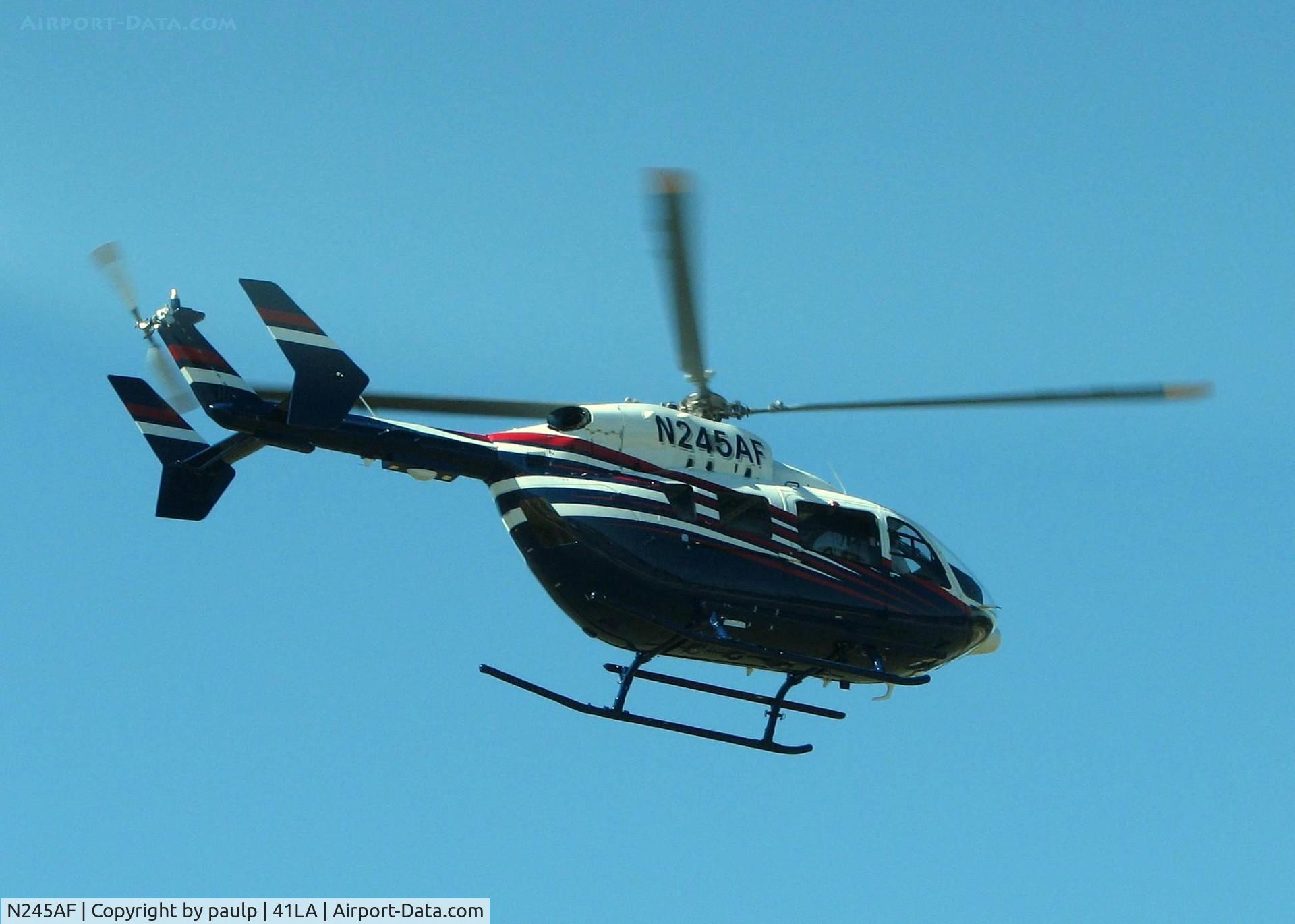 N245AF, Eurocopter-Kawasaki EC-145 (BK-117C-2) C/N 9322, Taking off from Metro Aviation/Downtown Shreveport. Prior registration was N899AE.