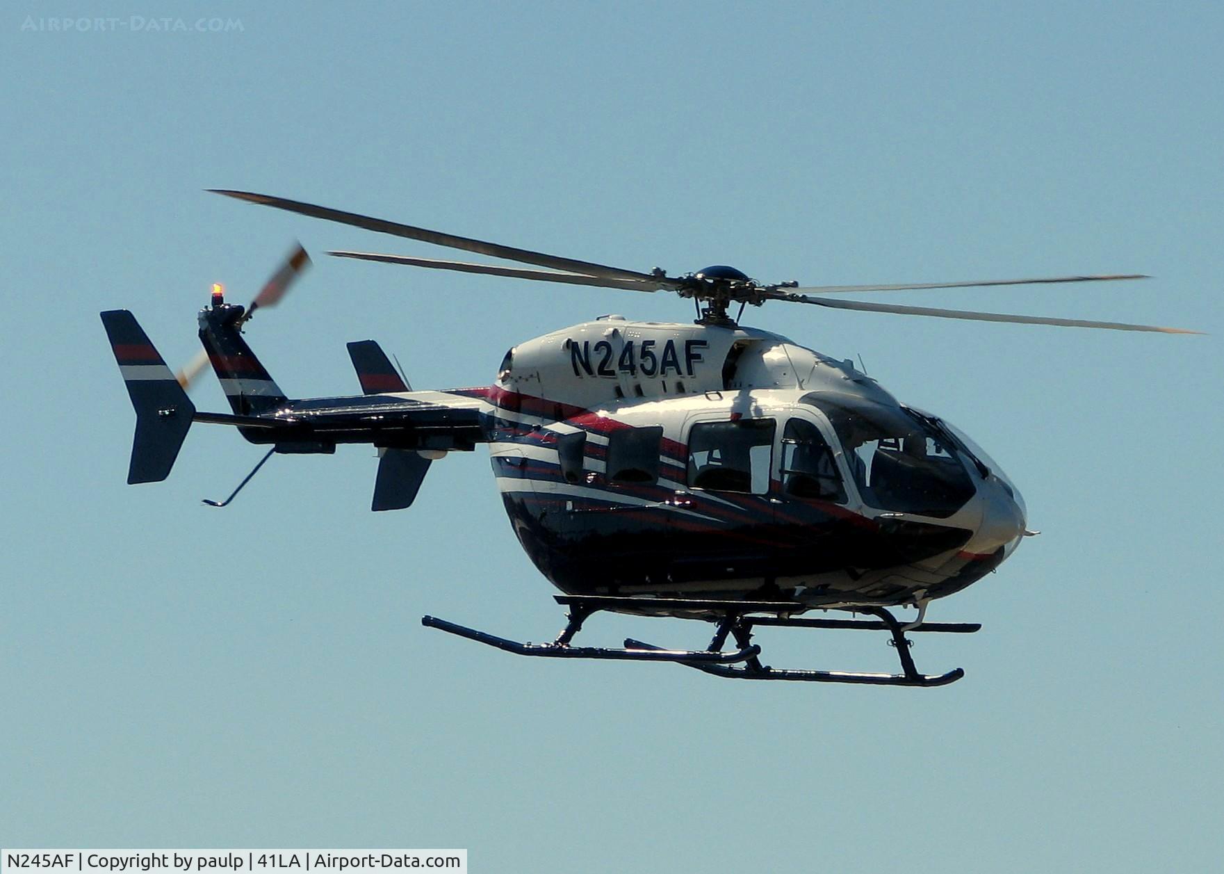 N245AF, Eurocopter-Kawasaki EC-145 (BK-117C-2) C/N 9322, Taking off from Metro Aviation/Downtown Shreveport. Prior registration was N899AE.