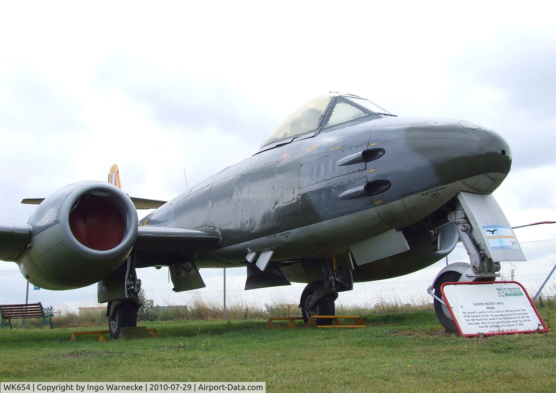 WK654, 1952 Gloster Meteor F.8 C/N Not found WK654, Gloster Meteor F8 at the City of Norwich Aviation Museum