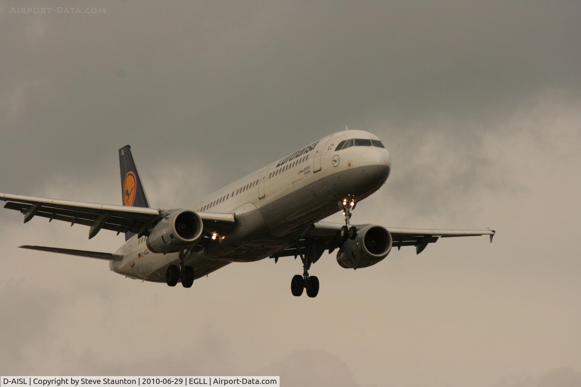 D-AISL, 2008 Airbus A321-231 C/N 3434, Taken at Heathrow Airport, June 2010