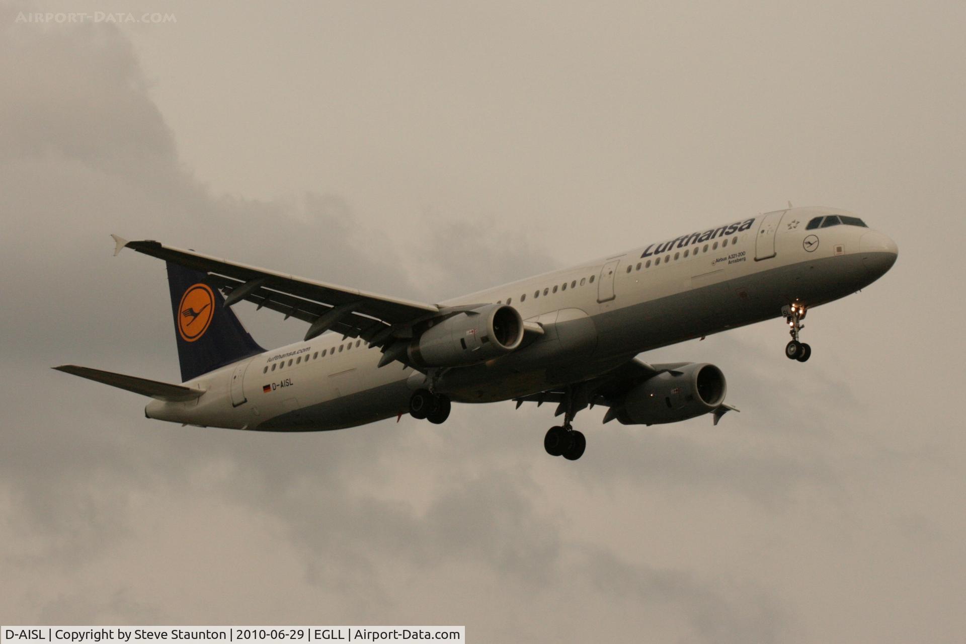 D-AISL, 2008 Airbus A321-231 C/N 3434, Taken at Heathrow Airport, June 2010