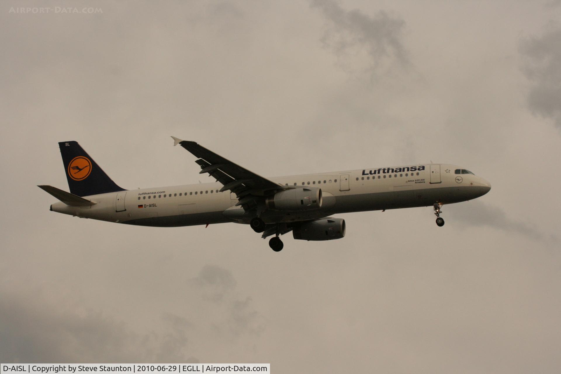 D-AISL, 2008 Airbus A321-231 C/N 3434, Taken at Heathrow Airport, June 2010