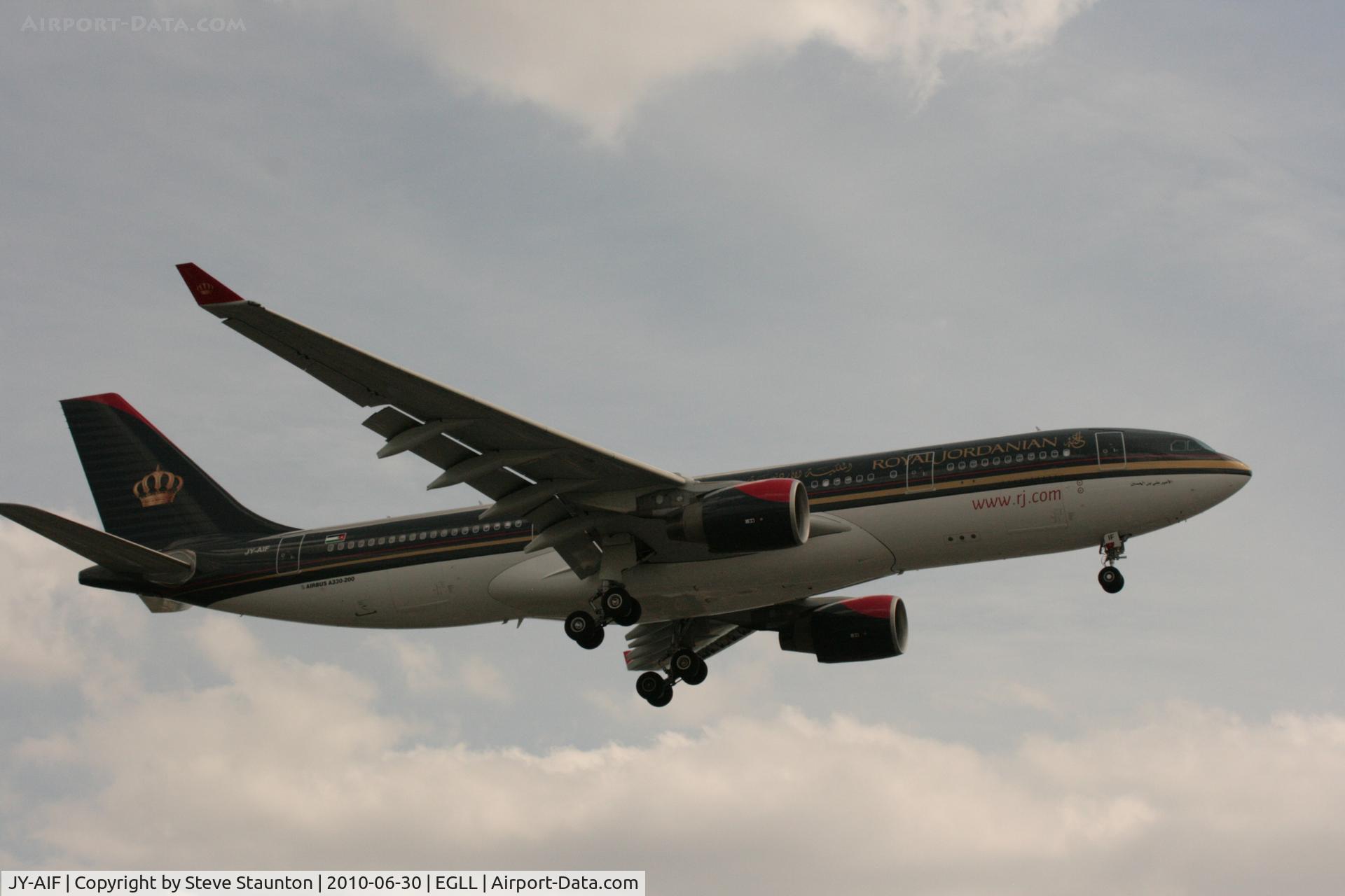 JY-AIF, 2009 Airbus A330-223 C/N 979, Taken at Heathrow Airport, June 2010