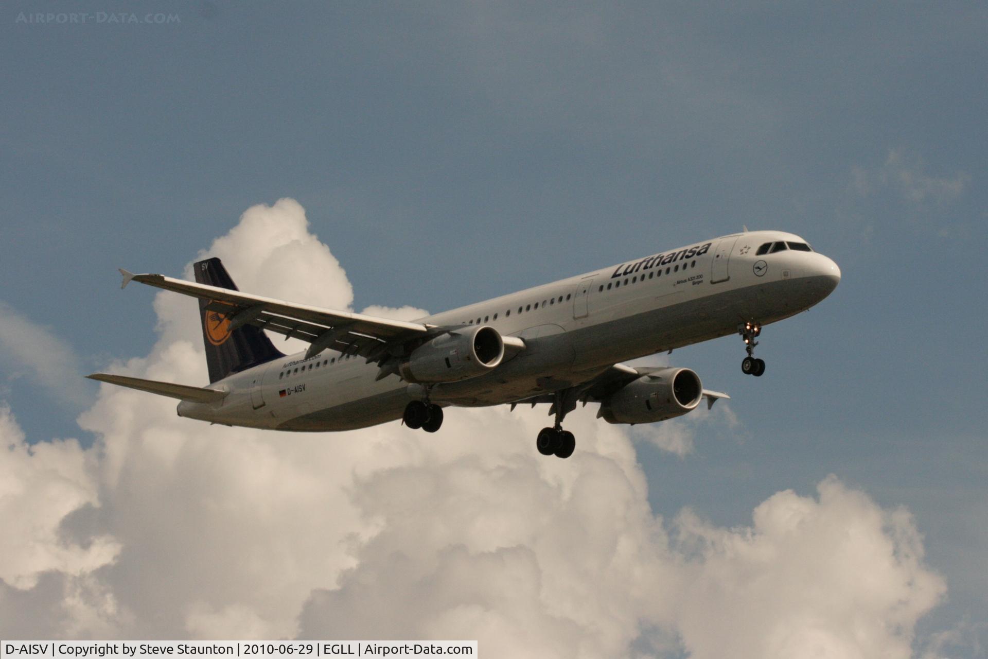D-AISV, 2009 Airbus A321-231 C/N 4050, Taken at Heathrow Airport, June 2010