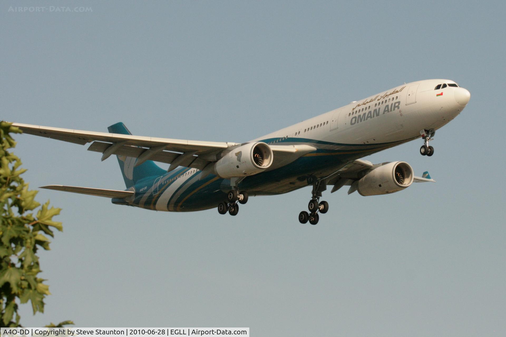 A4O-DD, 2009 Airbus A330-343X C/N 1063, Taken at Heathrow Airport, June 2010