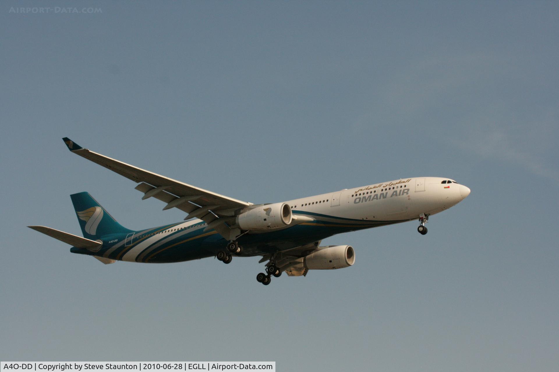 A4O-DD, 2009 Airbus A330-343X C/N 1063, Taken at Heathrow Airport, June 2010