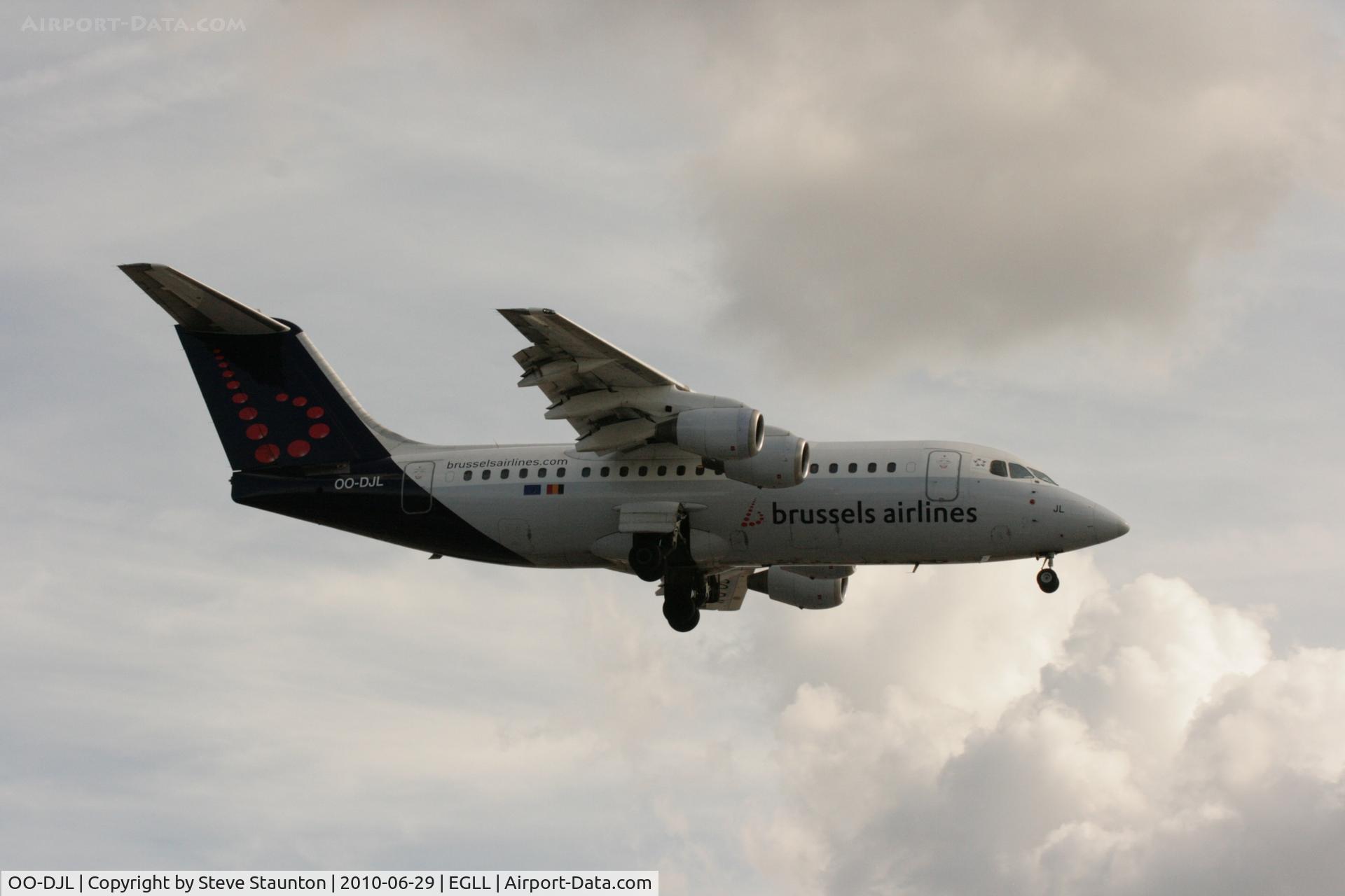 OO-DJL, 1995 British Aerospace Avro 146-RJ85 C/N E.2273, Taken at Heathrow Airport, June 2010