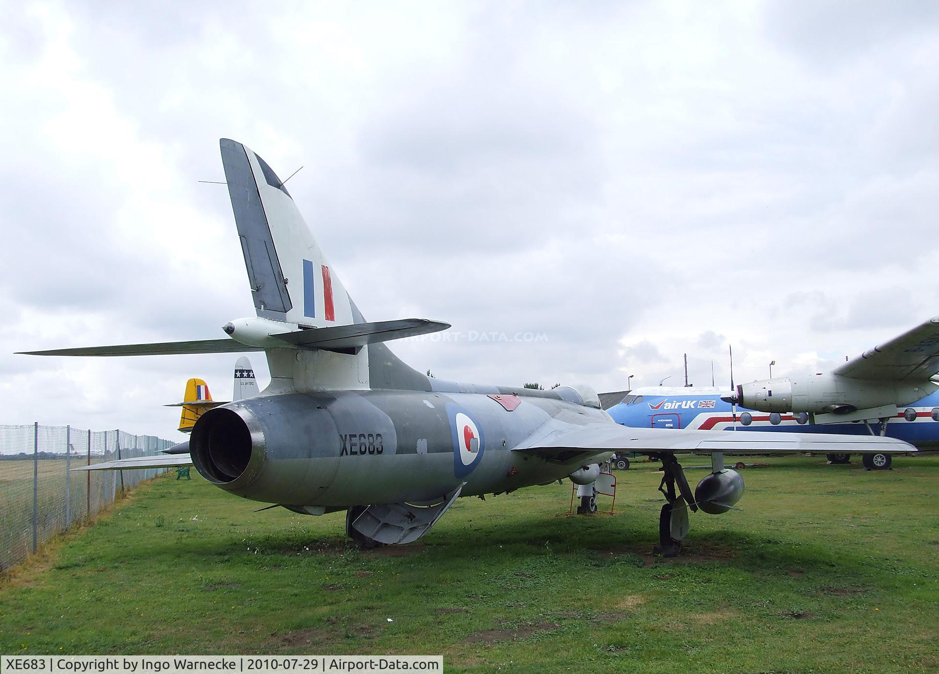 XE683, 1956 Hawker Hunter F.51 C/N 41H/680271, Hawker Hunter F51 (ex Danish AF E-409), painted and marked to represent an F Mk4 of the RAF at the City of Norwich Aviation Museum