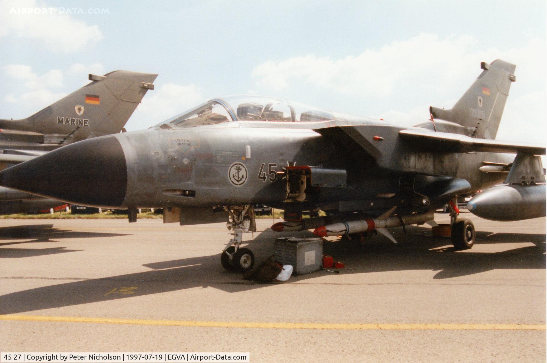 45 27, Panavia Tornado IDS C/N 570/GS175/4227, Tornado IDS, callsign German Navy 4599, of Marineflieger 2 on display at the 1997 Intnl Air Tattoo at RAF Fairford.