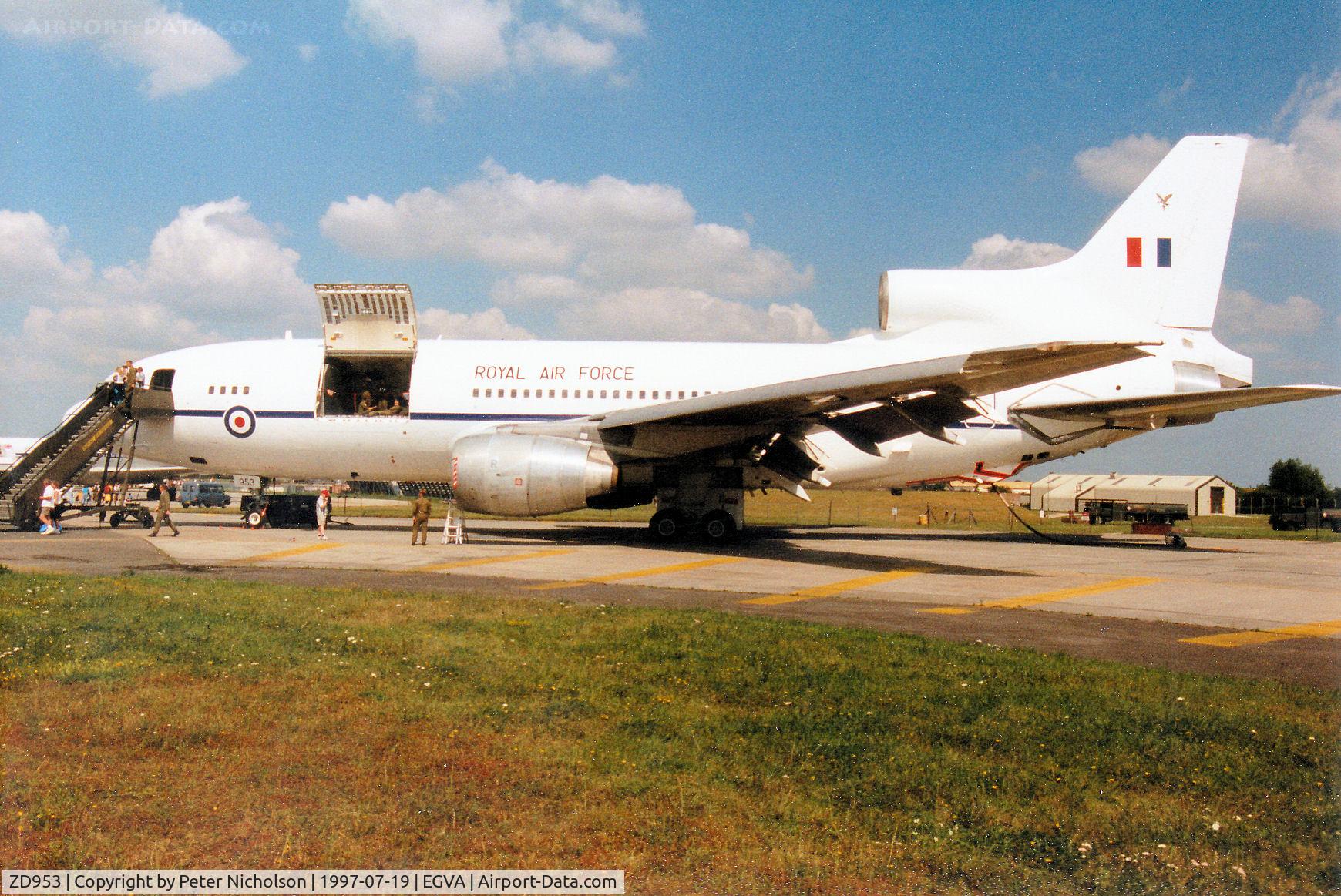 ZD953, 1980 Lockheed L-1011-500  (KC1) Tristar C/N 193V-1174, TriStar KC.1, callsign Tattoo 18, of 216 Squadron at RAF Brize Norton on display at the 1997 Intnl Air Tattoo at RAF Fairford.