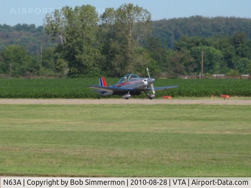 N63A, 1990 Bushby Mustang II C/N M-II-784, Arriving at the Newark, Ohio breakfast fly-in.