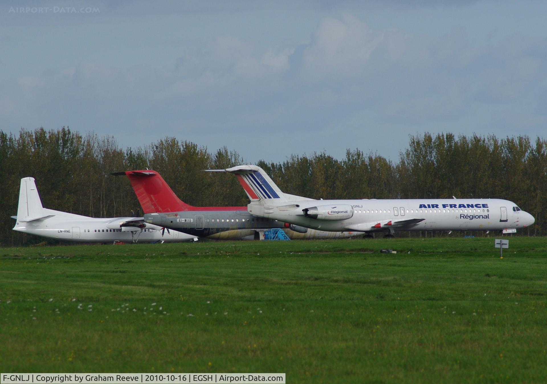 F-GNLJ, 1991 Fokker 100 (F-28-0100) C/N 11344, With BAe 146 and Fokker 50 in the back ground.