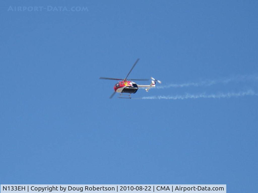 N133EH, 1982 MBB Bo-105CBS-4 C/N S-598, 1982 Messerschmitt-Bolkow-Blohm Gmbh BO105 CBS4 of Red Bull, modified-only helicopter FAA-approved for unlimited aerobatics (except for outside loops), extreme aerobatic flight at Wings Over Camarillo 2010.