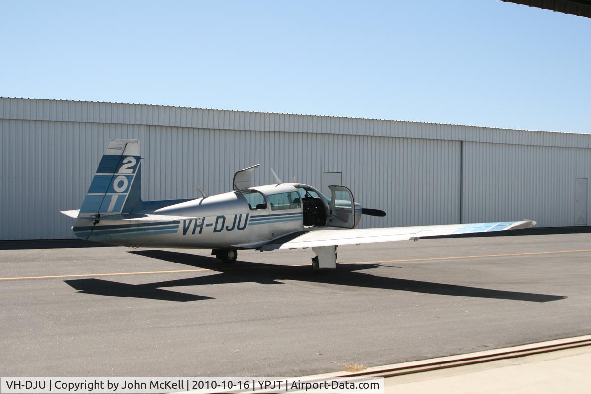 VH-DJU, 1981 Mooney M20J 201 C/N 24-1075, Taken at Jandakot Airport 16/10/10 prior to taking a flight to Serpentine Airfield