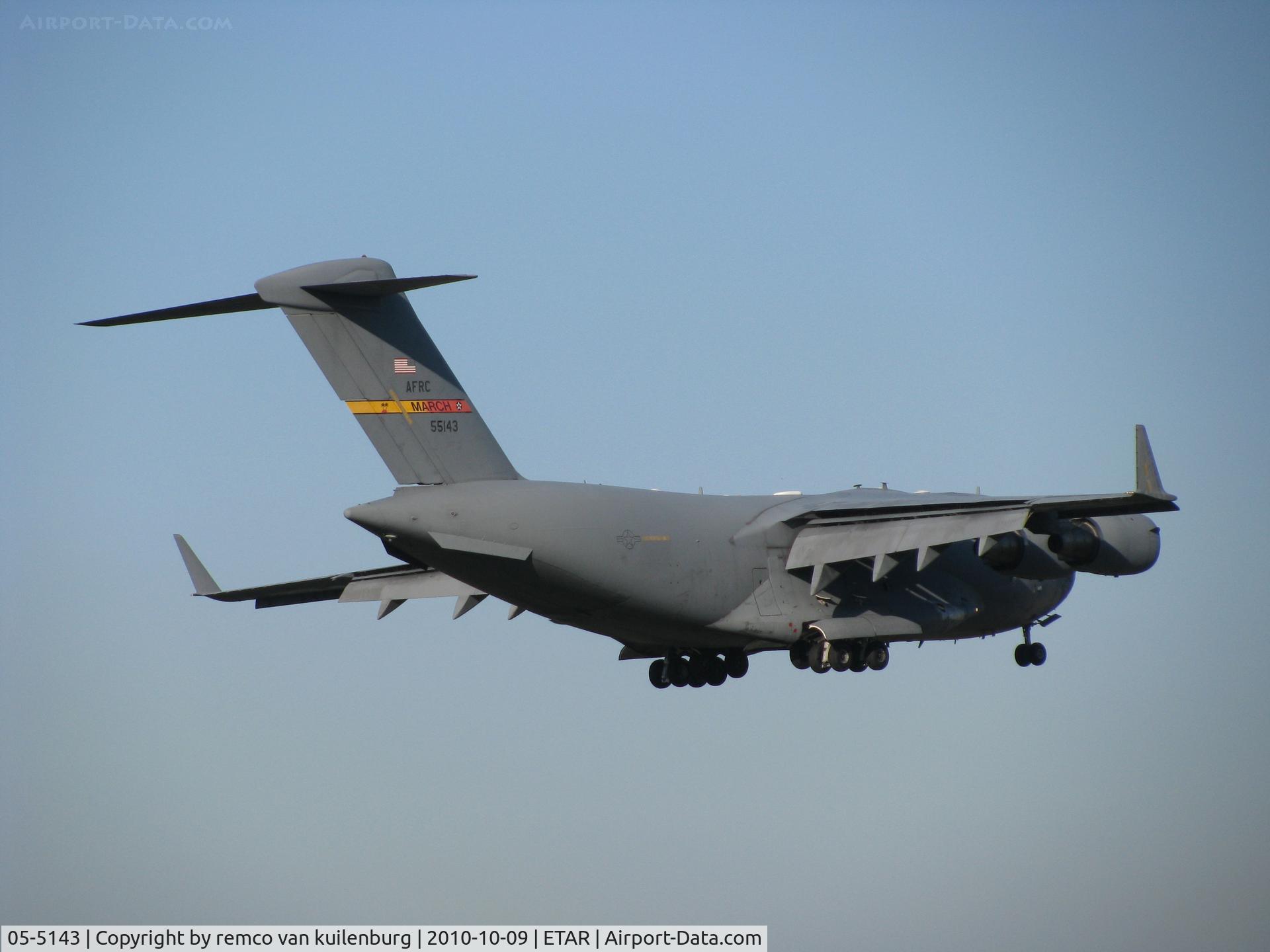 05-5143, 2005 Boeing C-17A Globemaster III C/N 50151/F150/P143, Arrival 452AMW MARCH AFRC